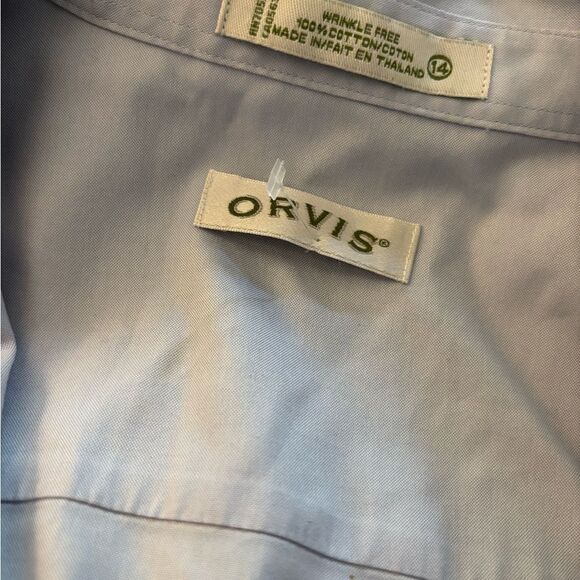 Orvis Cotton Light Blue Button-Up Shirt Sz 14 - Picture 3 of 3